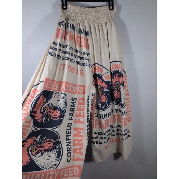 The Unbranded Brand Pants - Flour Sack Cotton Wide Leg Rooster Pants Garden Hippie Cottage Core Boho OSFA
